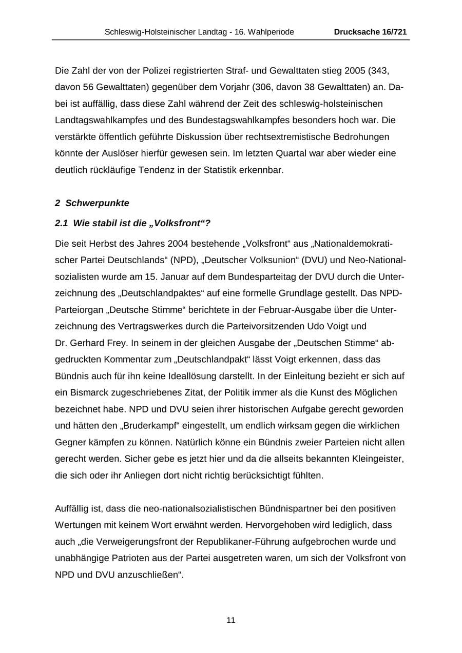 Seite 11 des Verfassungsschutzbericht 2005 Schleswig-Holstein