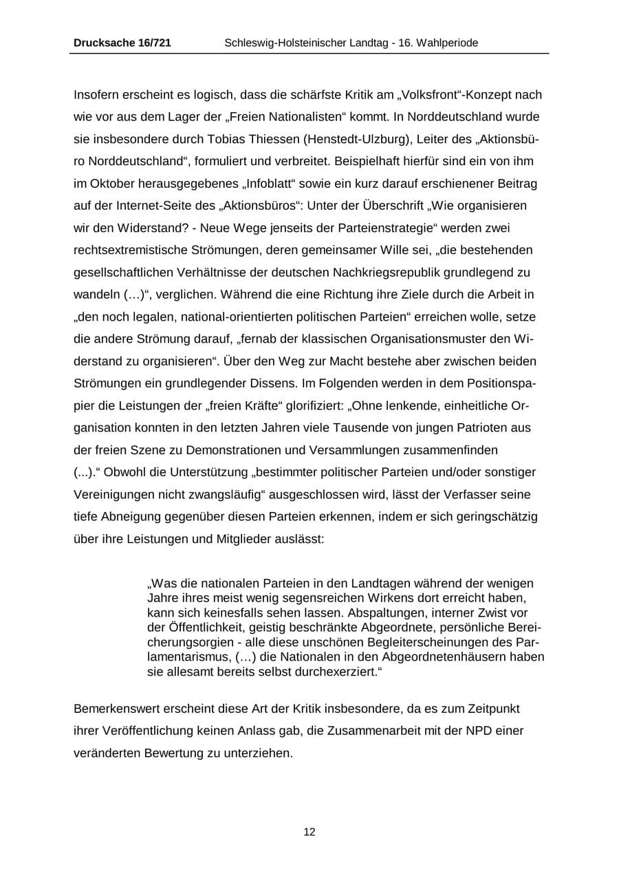 Seite 12 des Verfassungsschutzbericht 2005 Schleswig-Holstein