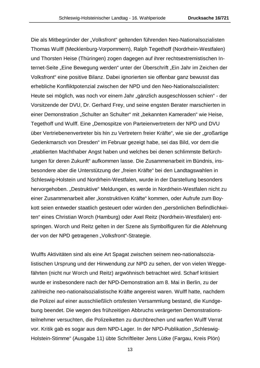 Seite 13 des Verfassungsschutzbericht 2005 Schleswig-Holstein