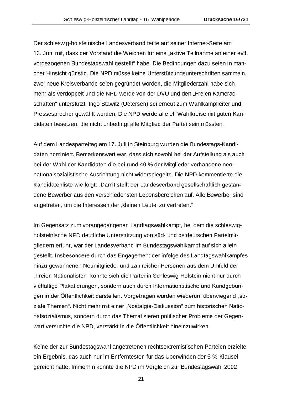 Seite 21 des Verfassungsschutzbericht 2005 Schleswig-Holstein