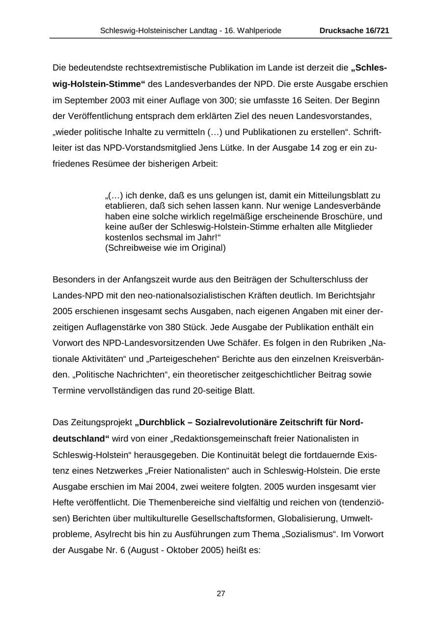 Seite 27 des Verfassungsschutzbericht 2005 Schleswig-Holstein