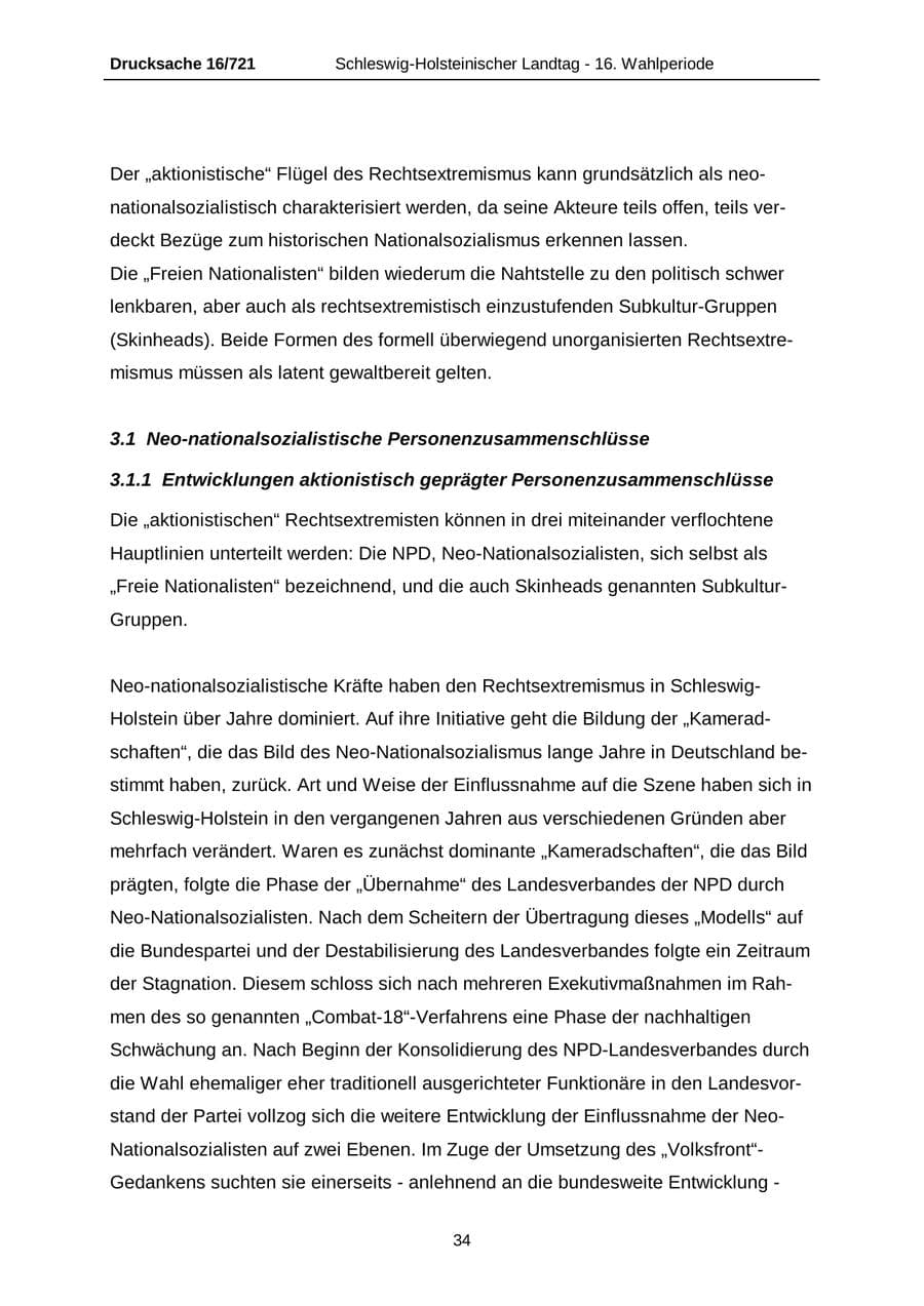 Seite 34 des Verfassungsschutzbericht 2005 Schleswig-Holstein