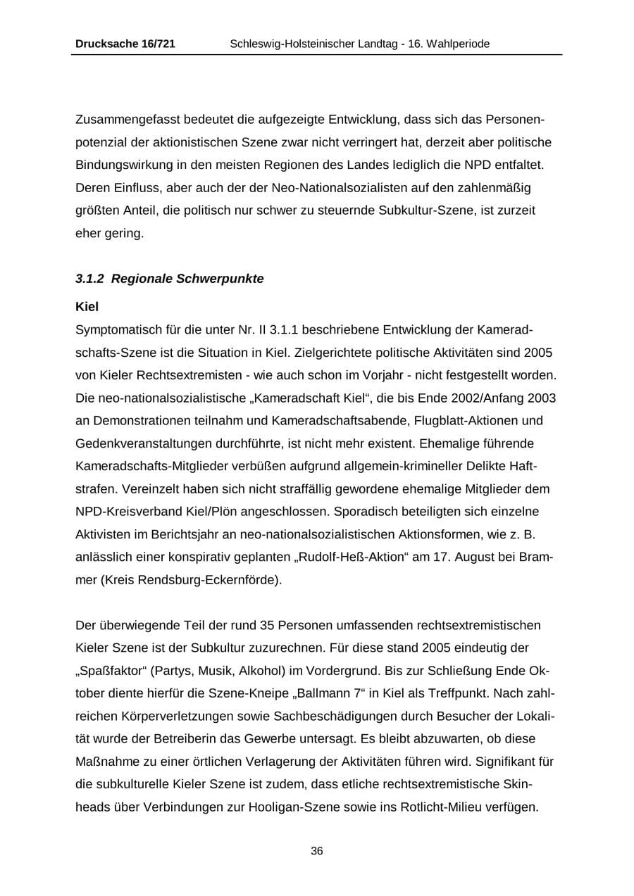 Seite 36 des Verfassungsschutzbericht 2005 Schleswig-Holstein