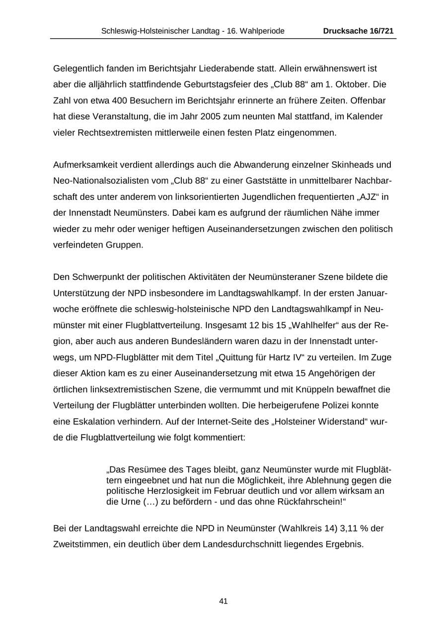 Seite 41 des Verfassungsschutzbericht 2005 Schleswig-Holstein