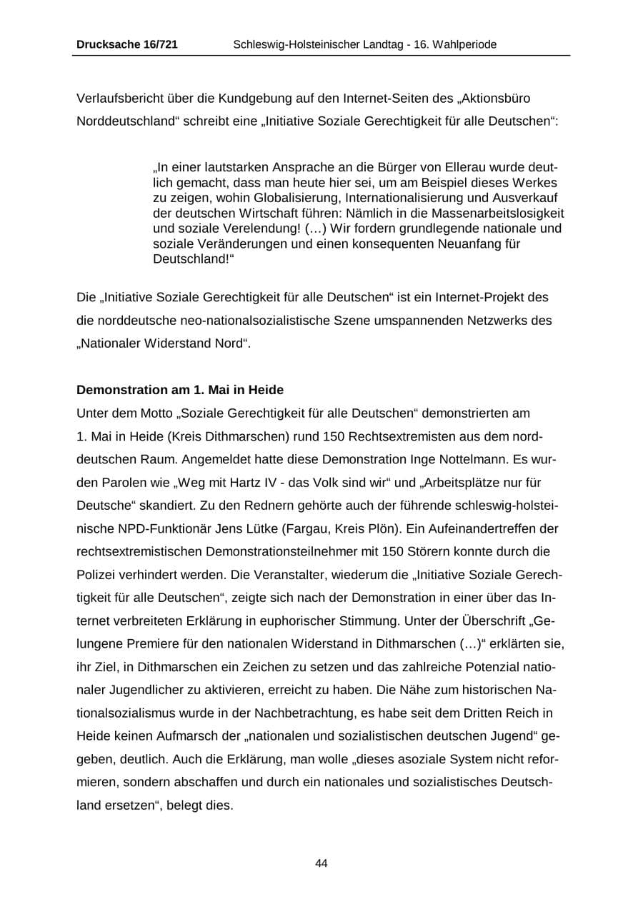 Seite 44 des Verfassungsschutzbericht 2005 Schleswig-Holstein