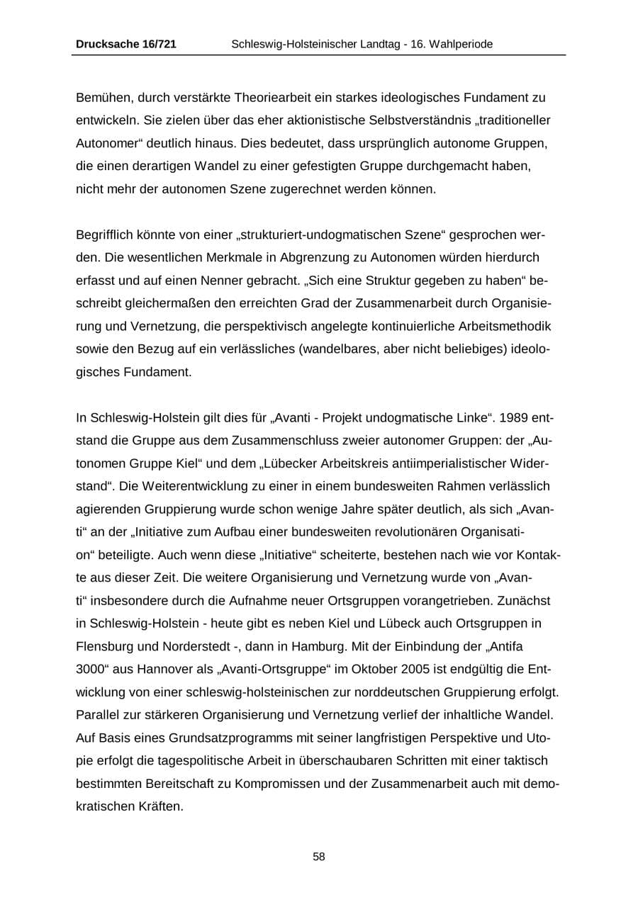 Seite 58 des Verfassungsschutzbericht 2005 Schleswig-Holstein