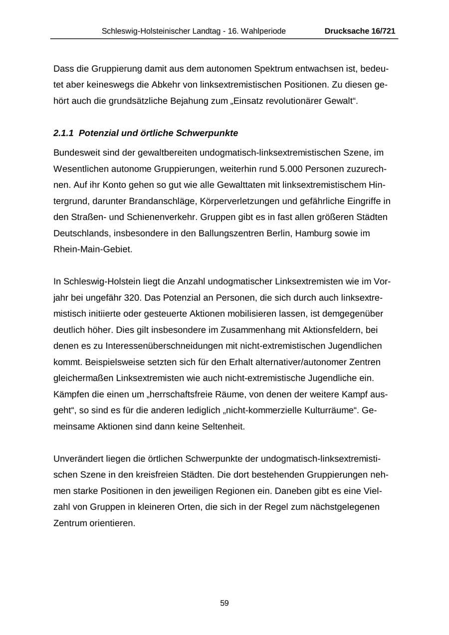 Seite 59 des Verfassungsschutzbericht 2005 Schleswig-Holstein