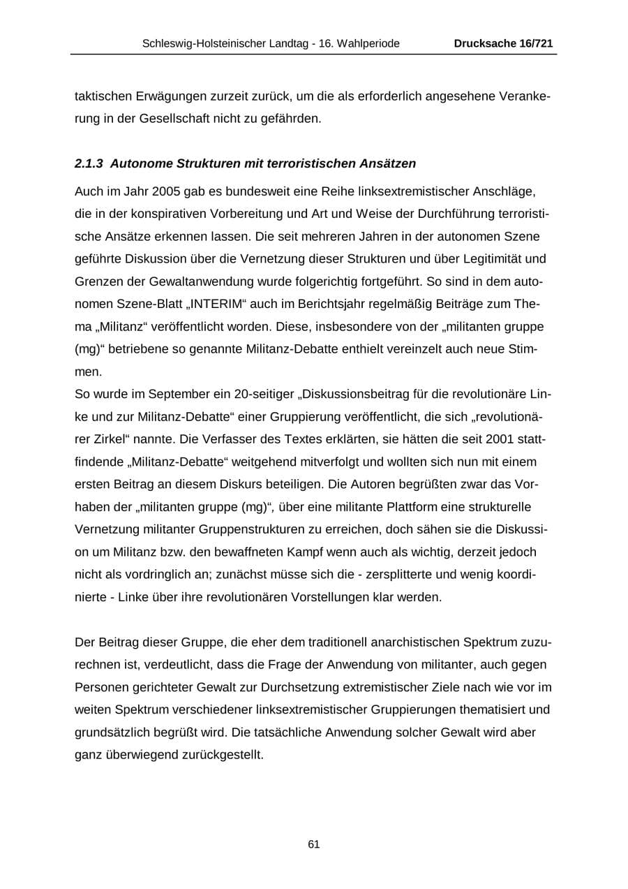 Seite 61 des Verfassungsschutzbericht 2005 Schleswig-Holstein