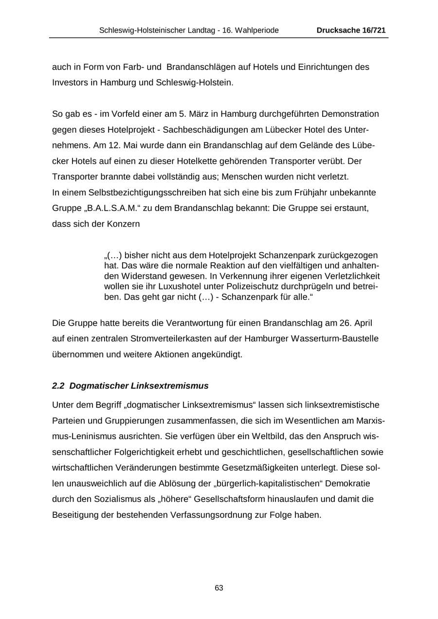 Seite 63 des Verfassungsschutzbericht 2005 Schleswig-Holstein