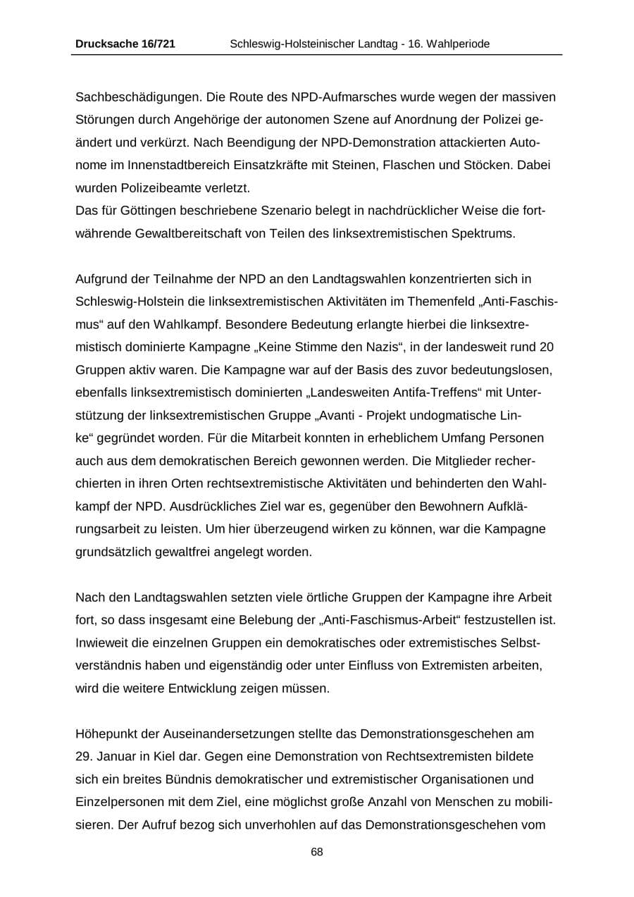 Seite 68 des Verfassungsschutzbericht 2005 Schleswig-Holstein