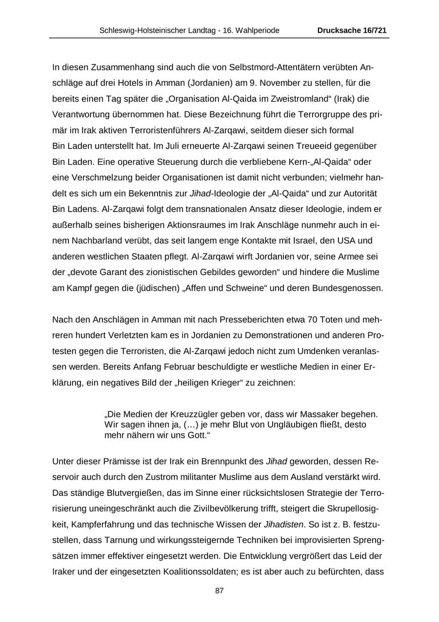 Seite 87 des Verfassungsschutzbericht 2005 Schleswig-Holstein