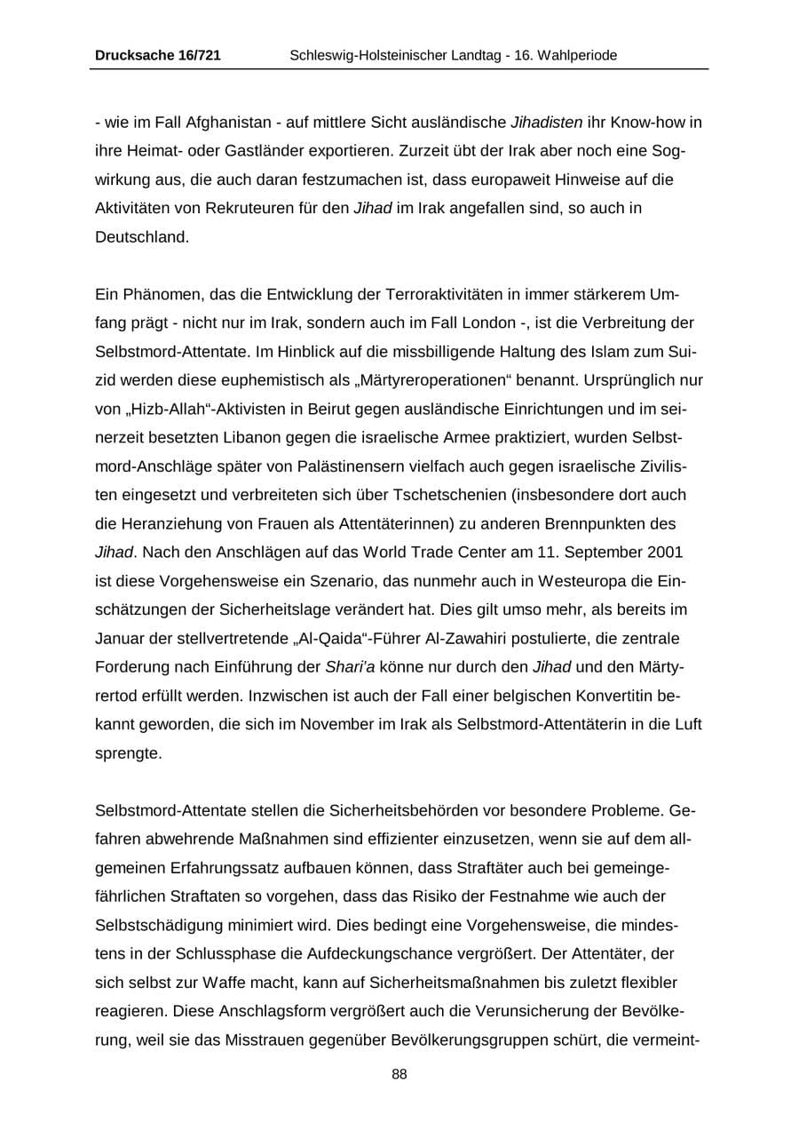 Seite 88 des Verfassungsschutzbericht 2005 Schleswig-Holstein