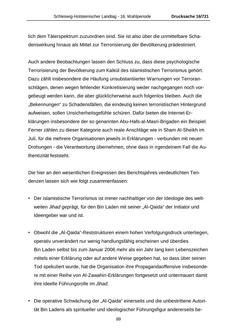 Seite 89 des Verfassungsschutzbericht 2005 Schleswig-Holstein