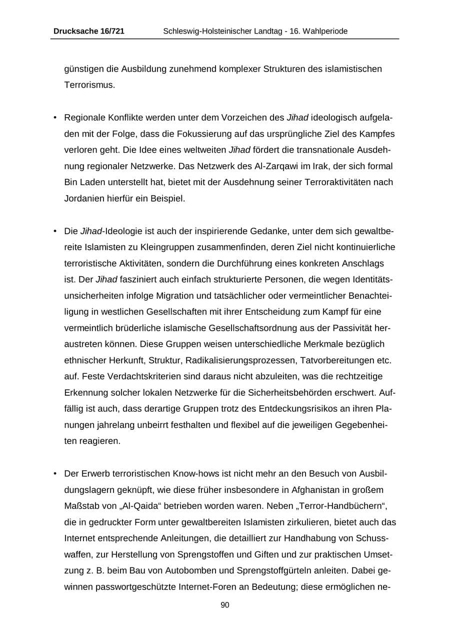 Seite 90 des Verfassungsschutzbericht 2005 Schleswig-Holstein