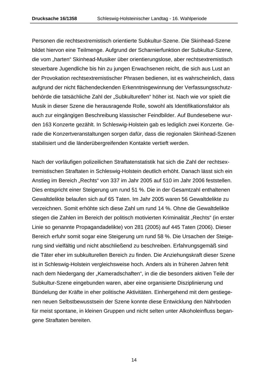 Seite 14 des Verfassungsschutzbericht 2006 Schleswig-Holstein