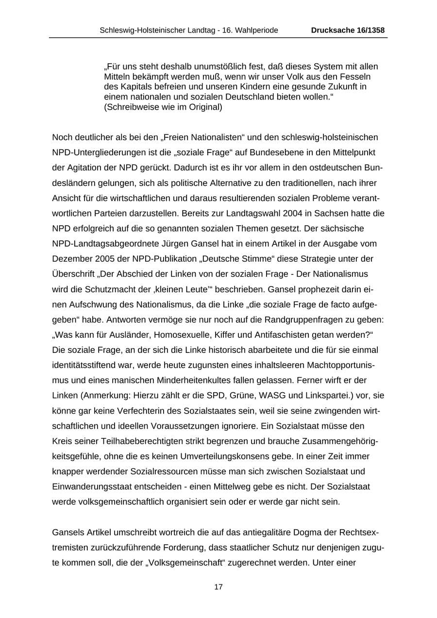 Seite 17 des Verfassungsschutzbericht 2006 Schleswig-Holstein