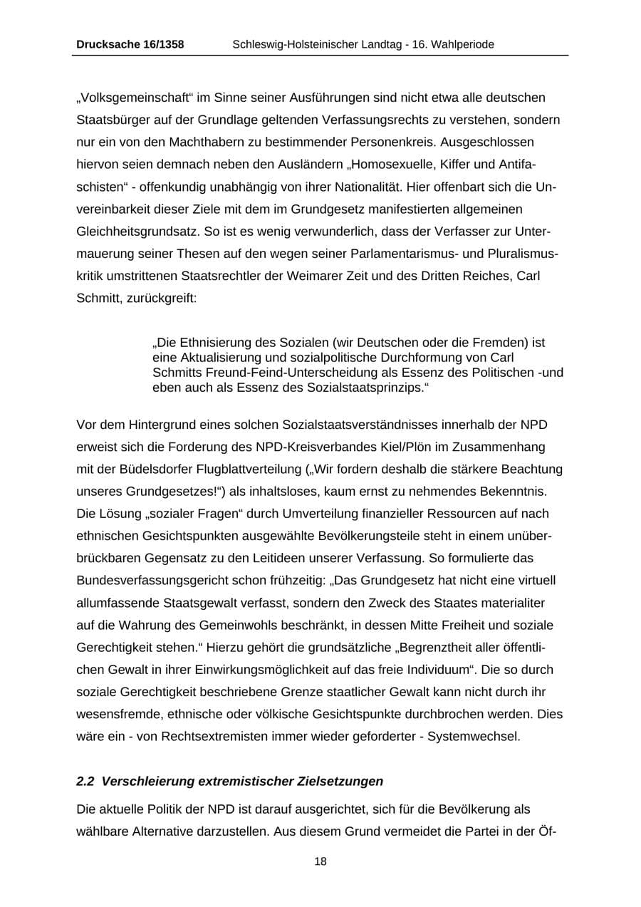 Seite 18 des Verfassungsschutzbericht 2006 Schleswig-Holstein