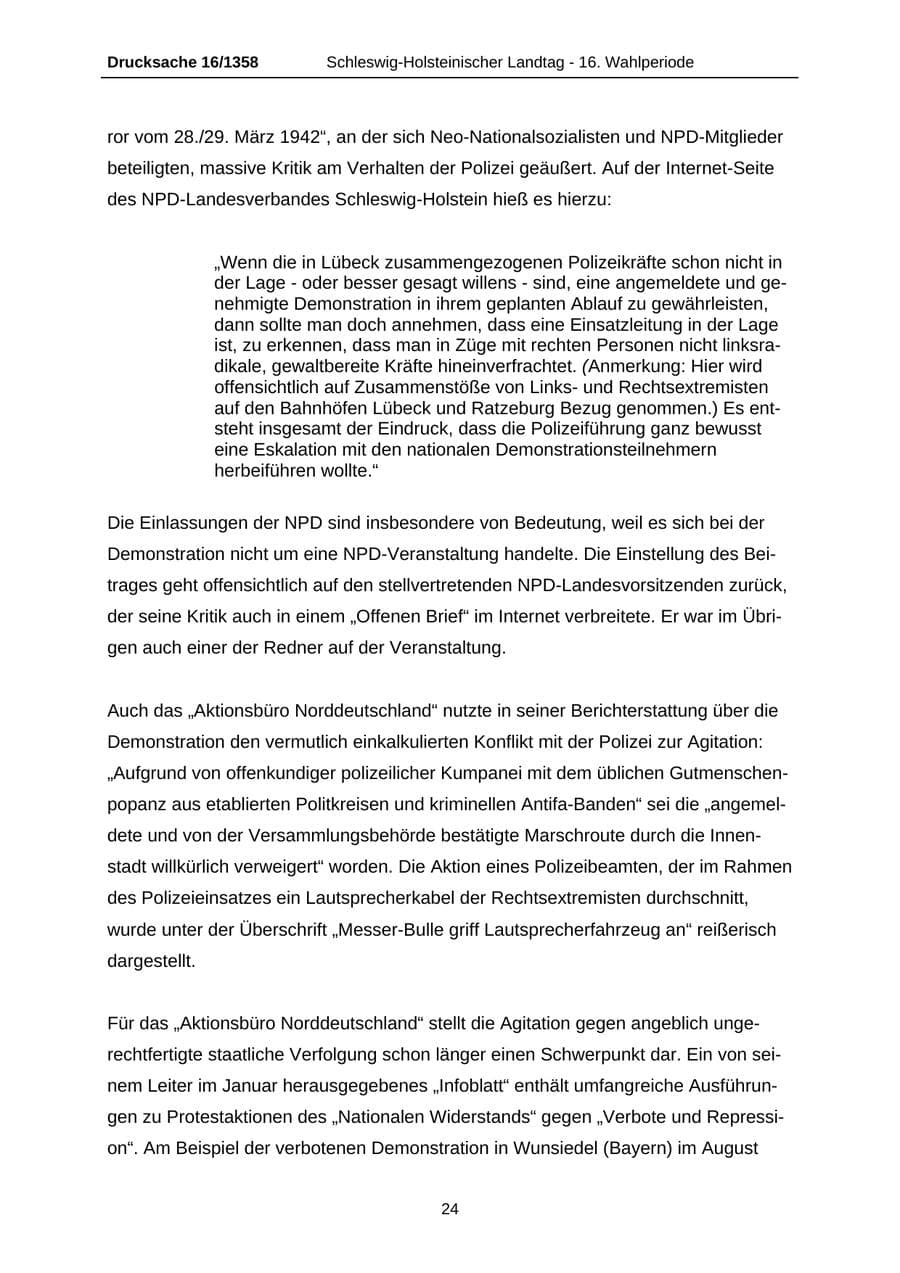Seite 24 des Verfassungsschutzbericht 2006 Schleswig-Holstein