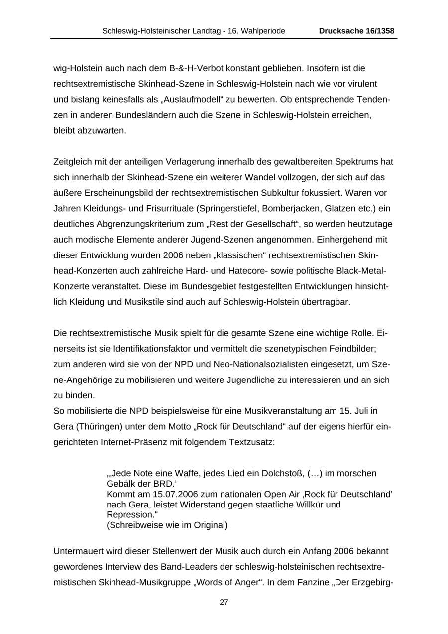 Seite 27 des Verfassungsschutzbericht 2006 Schleswig-Holstein