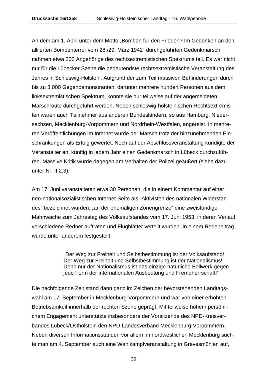 Seite 36 des Verfassungsschutzbericht 2006 Schleswig-Holstein