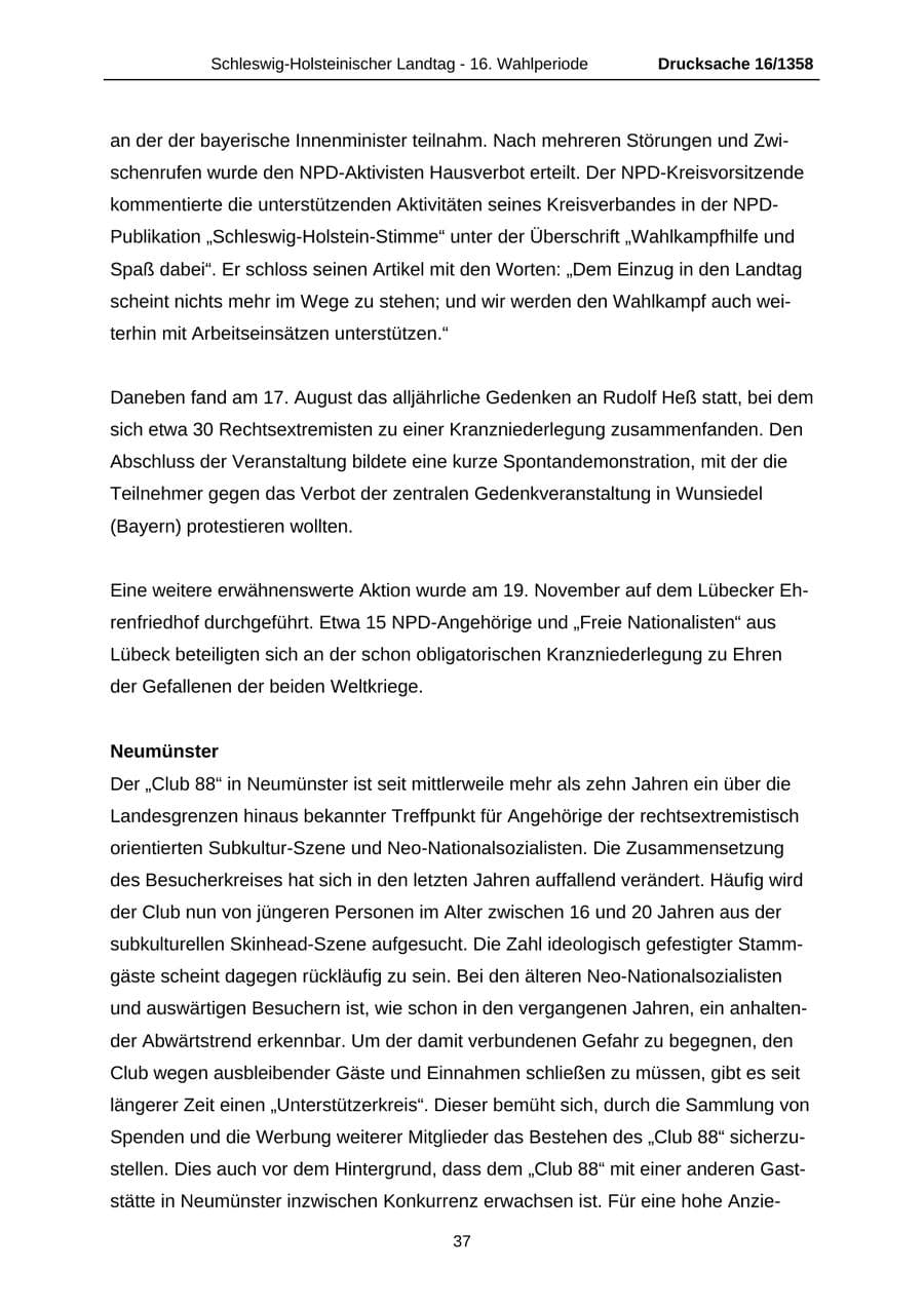 Seite 37 des Verfassungsschutzbericht 2006 Schleswig-Holstein