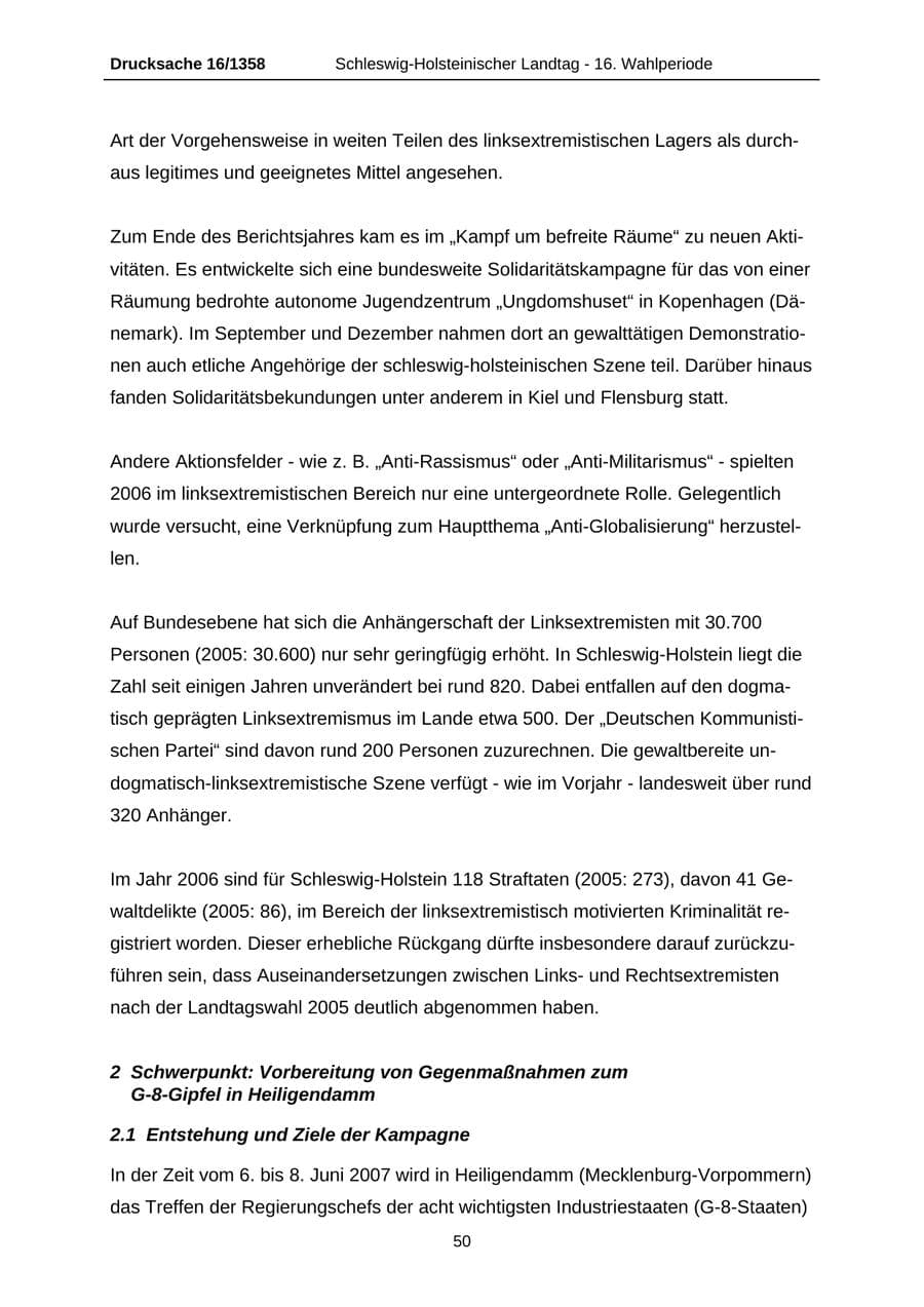 Seite 50 des Verfassungsschutzbericht 2006 Schleswig-Holstein