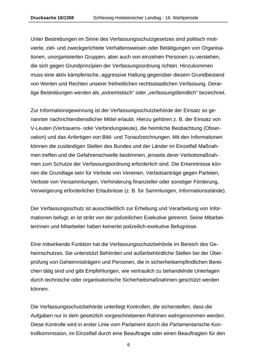 Seite 6 des Verfassungsschutzbericht 2006 Schleswig-Holstein