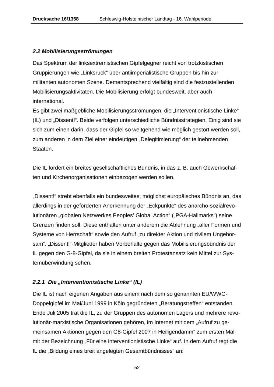Seite 52 des Verfassungsschutzbericht 2006 Schleswig-Holstein