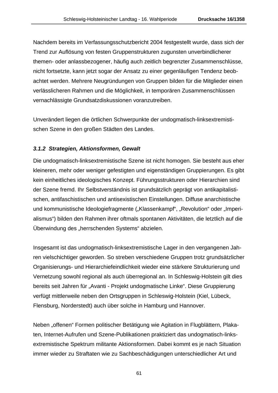 Seite 61 des Verfassungsschutzbericht 2006 Schleswig-Holstein