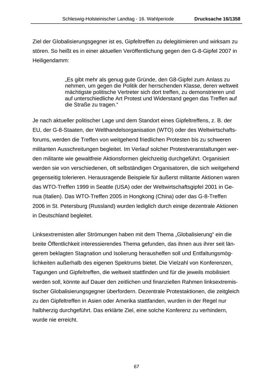Seite 67 des Verfassungsschutzbericht 2006 Schleswig-Holstein