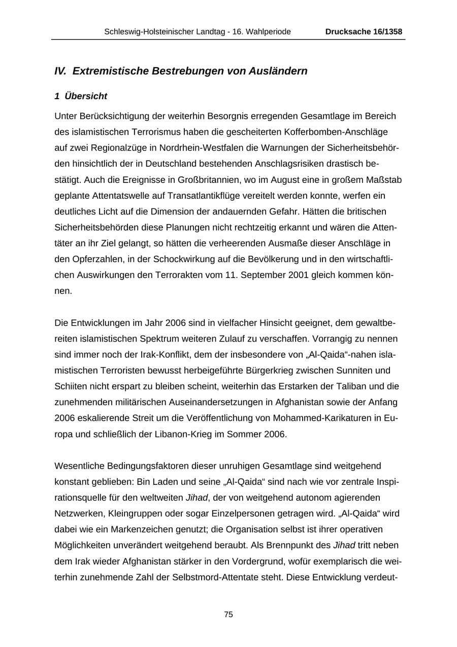 Seite 75 des Verfassungsschutzbericht 2006 Schleswig-Holstein