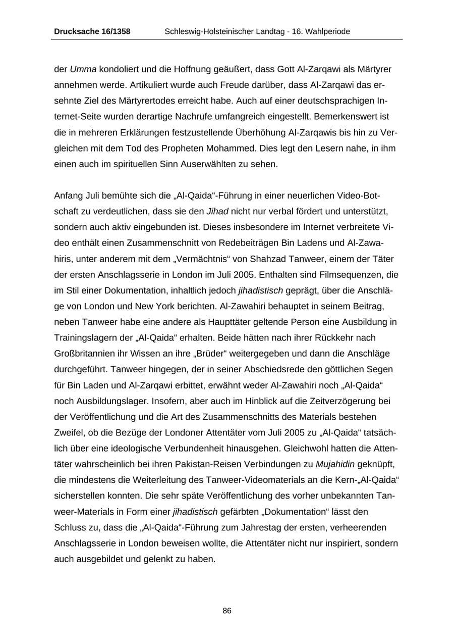 Seite 86 des Verfassungsschutzbericht 2006 Schleswig-Holstein