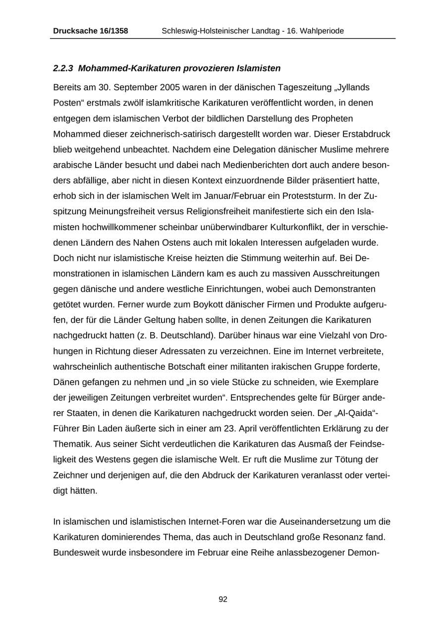 Seite 92 des Verfassungsschutzbericht 2006 Schleswig-Holstein