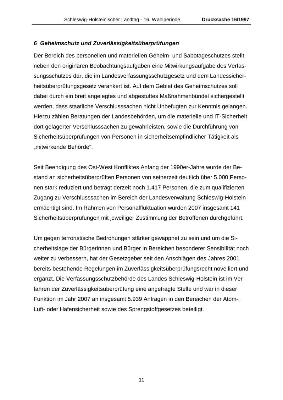 Seite 11 des Verfassungsschutzbericht 2007 Schleswig-Holstein