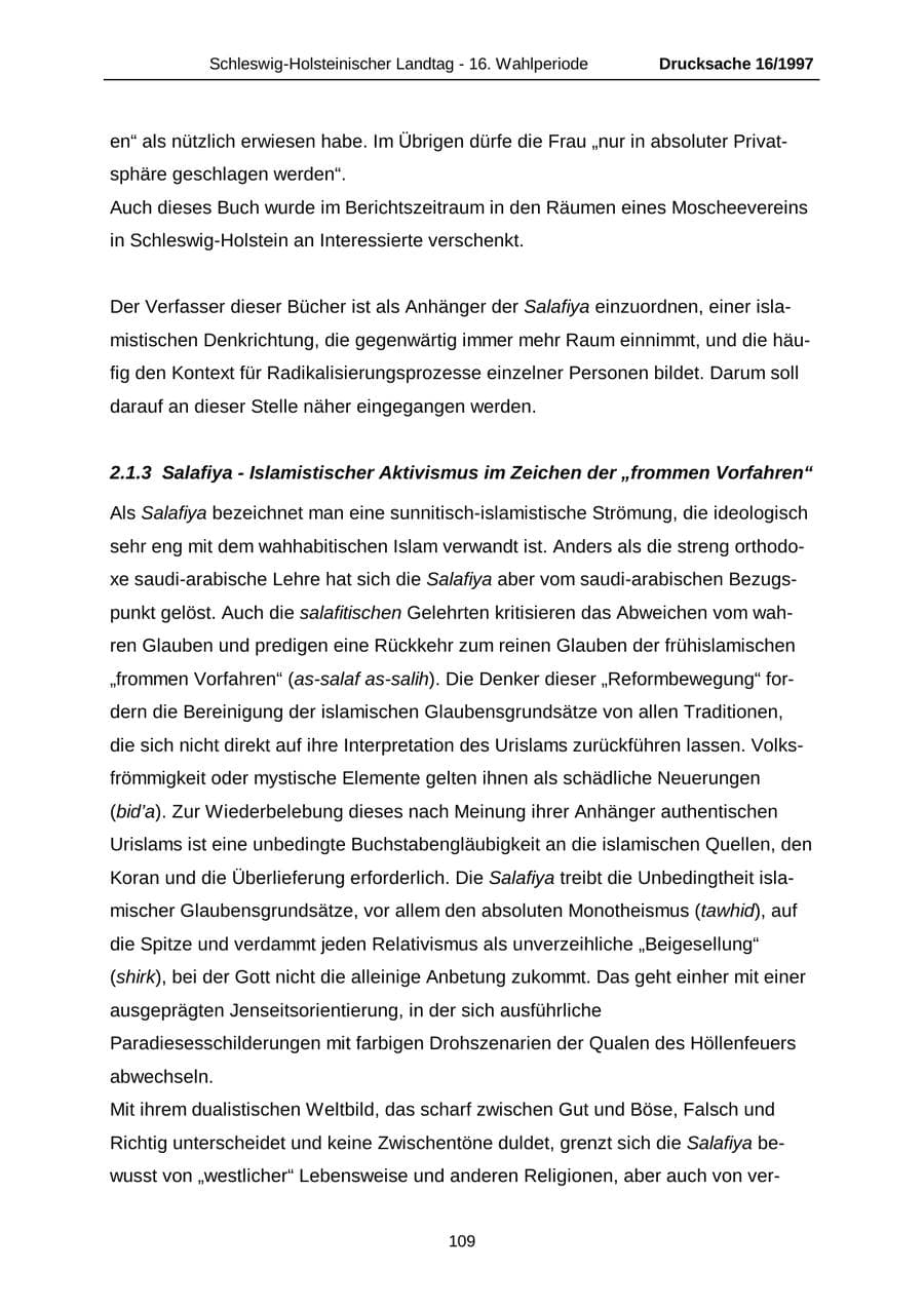 Seite 109 des Verfassungsschutzbericht 2007 Schleswig-Holstein