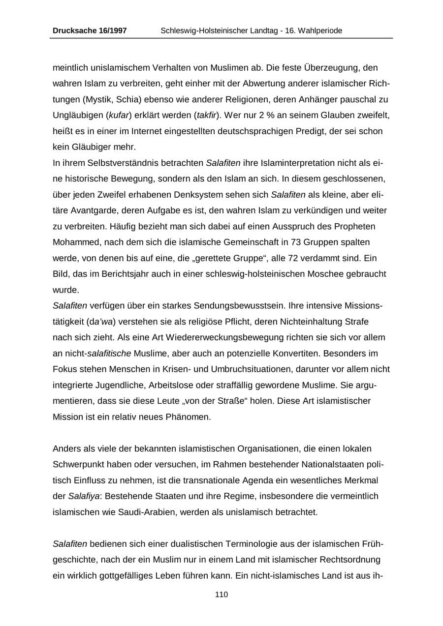 Seite 110 des Verfassungsschutzbericht 2007 Schleswig-Holstein