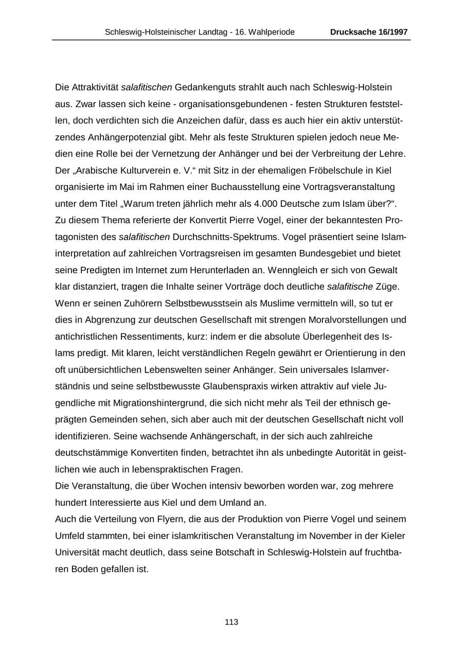 Seite 113 des Verfassungsschutzbericht 2007 Schleswig-Holstein