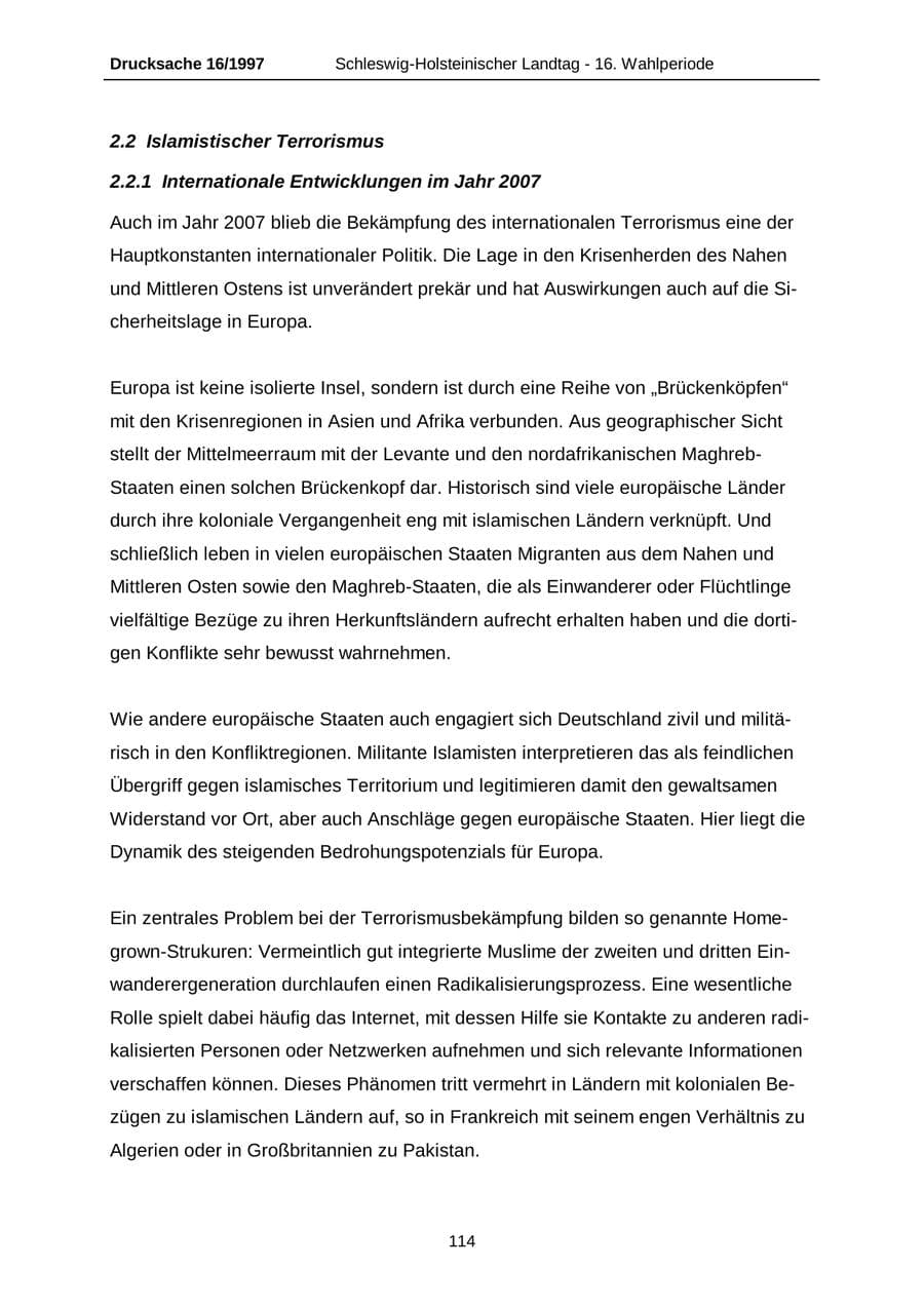 Seite 114 des Verfassungsschutzbericht 2007 Schleswig-Holstein