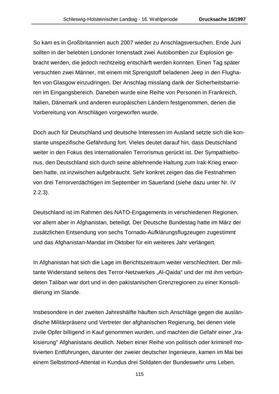 Seite 115 des Verfassungsschutzbericht 2007 Schleswig-Holstein