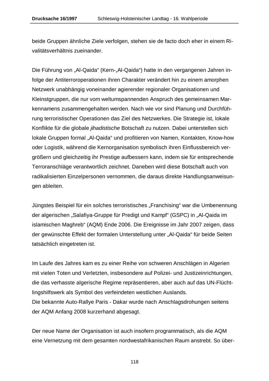 Seite 118 des Verfassungsschutzbericht 2007 Schleswig-Holstein