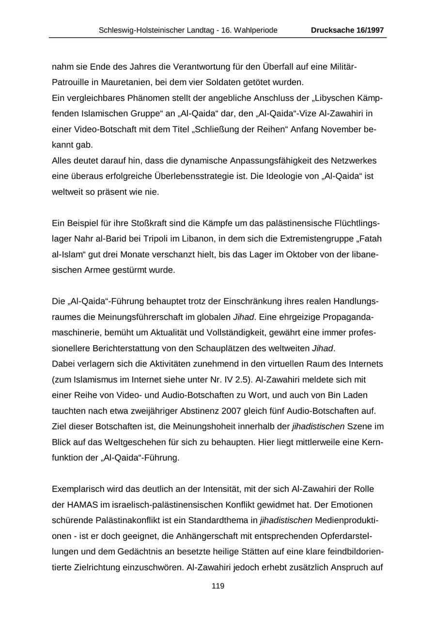 Seite 119 des Verfassungsschutzbericht 2007 Schleswig-Holstein