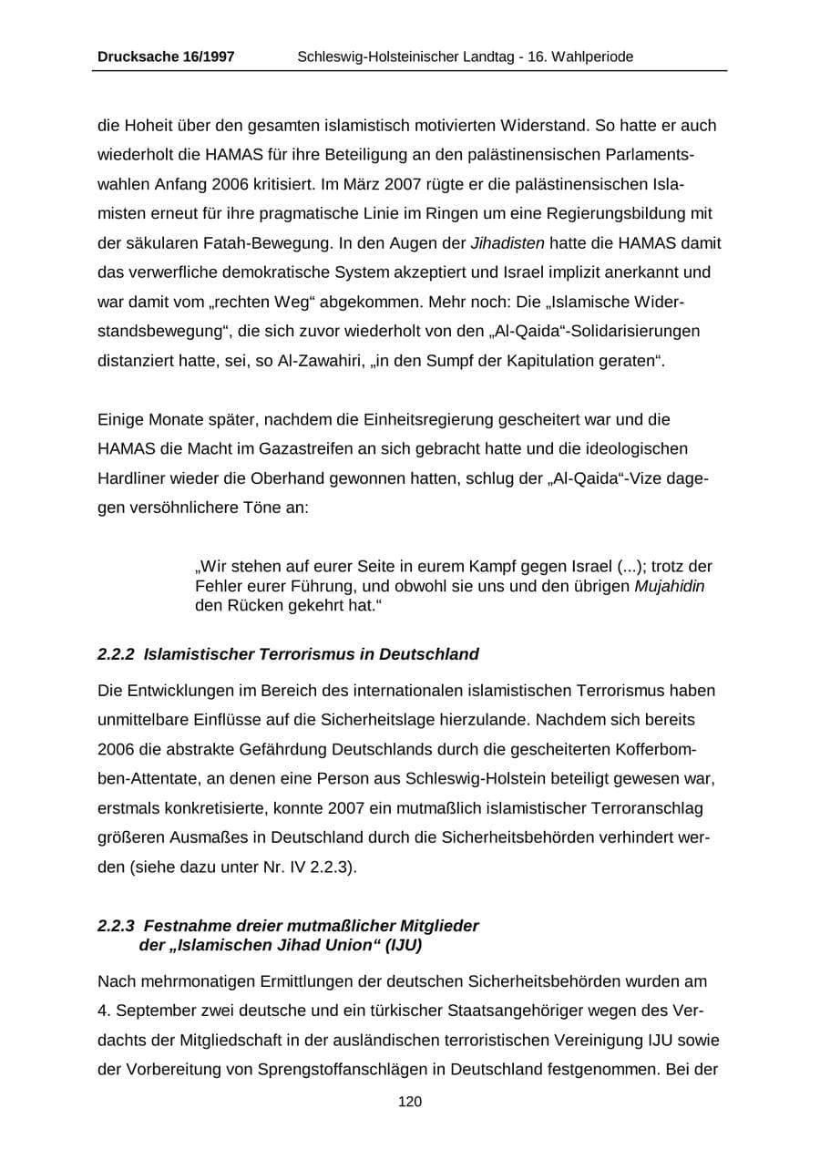 Seite 120 des Verfassungsschutzbericht 2007 Schleswig-Holstein