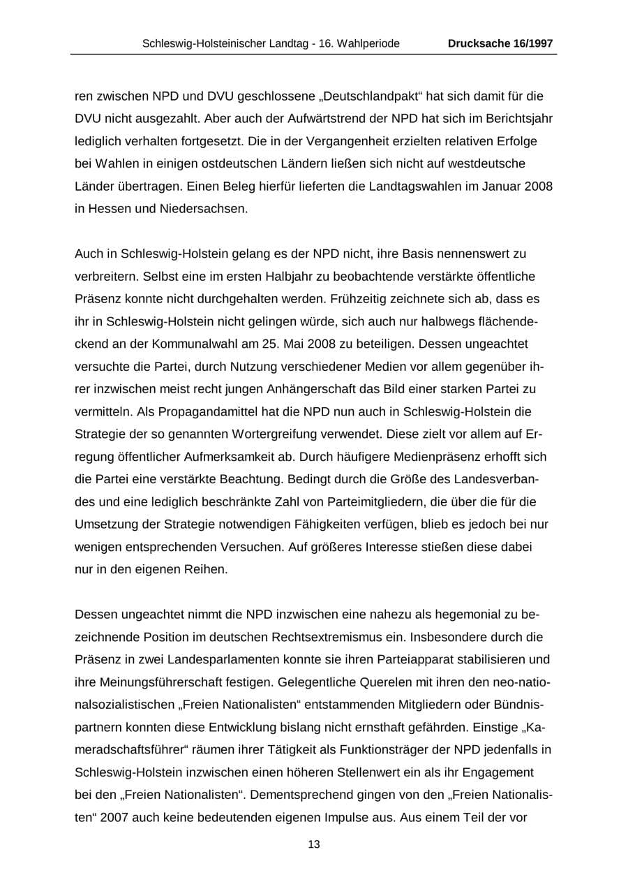 Seite 13 des Verfassungsschutzbericht 2007 Schleswig-Holstein