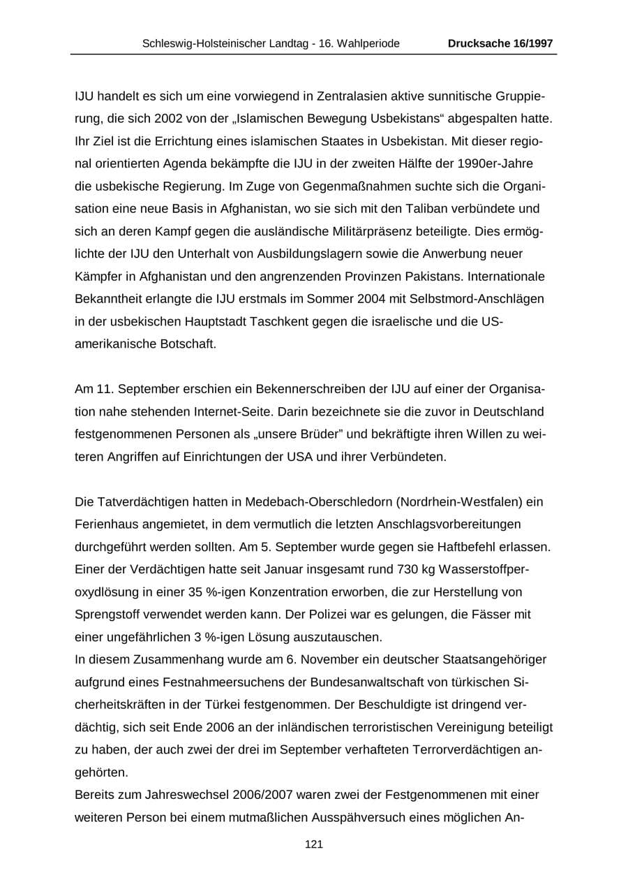 Seite 121 des Verfassungsschutzbericht 2007 Schleswig-Holstein
