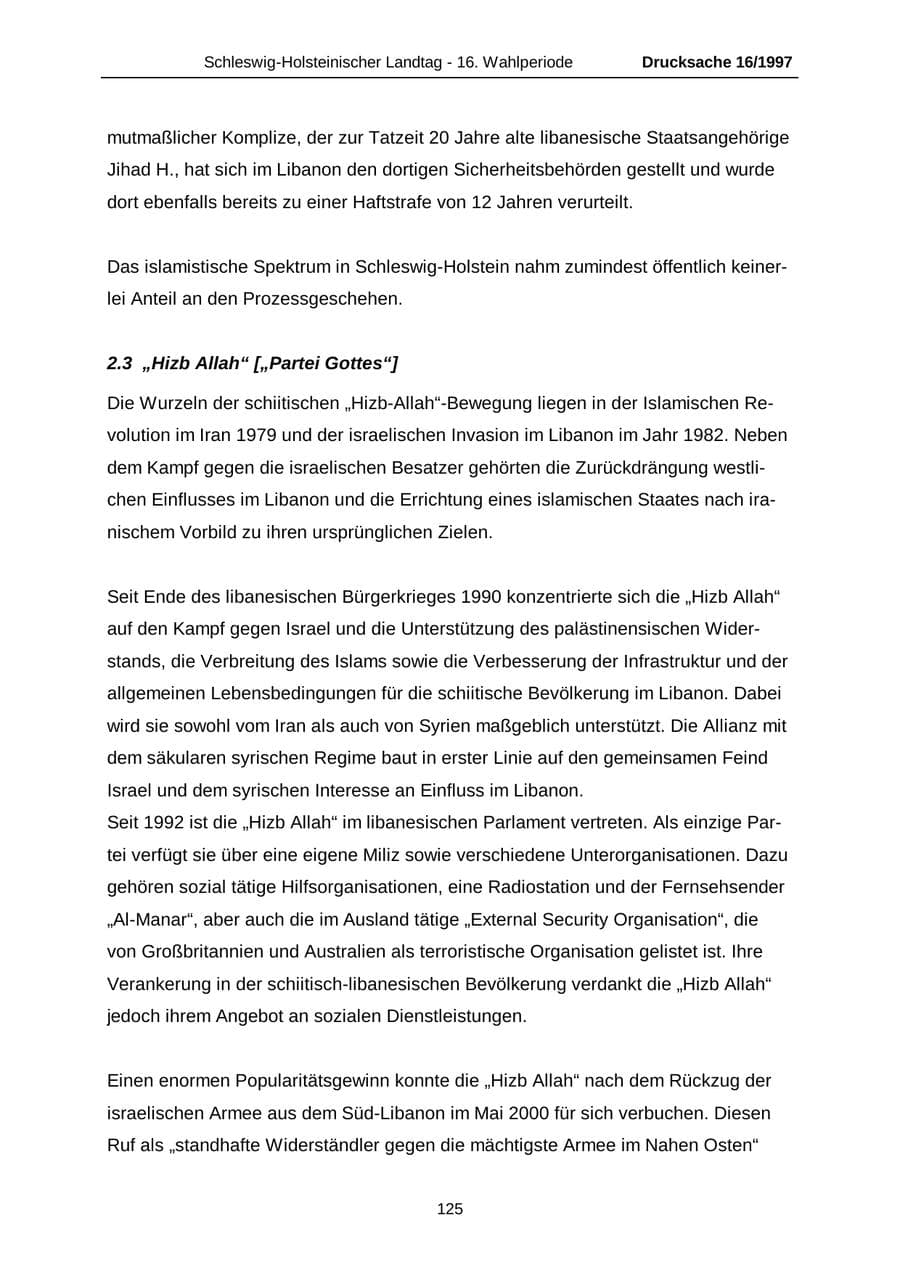 Seite 125 des Verfassungsschutzbericht 2007 Schleswig-Holstein