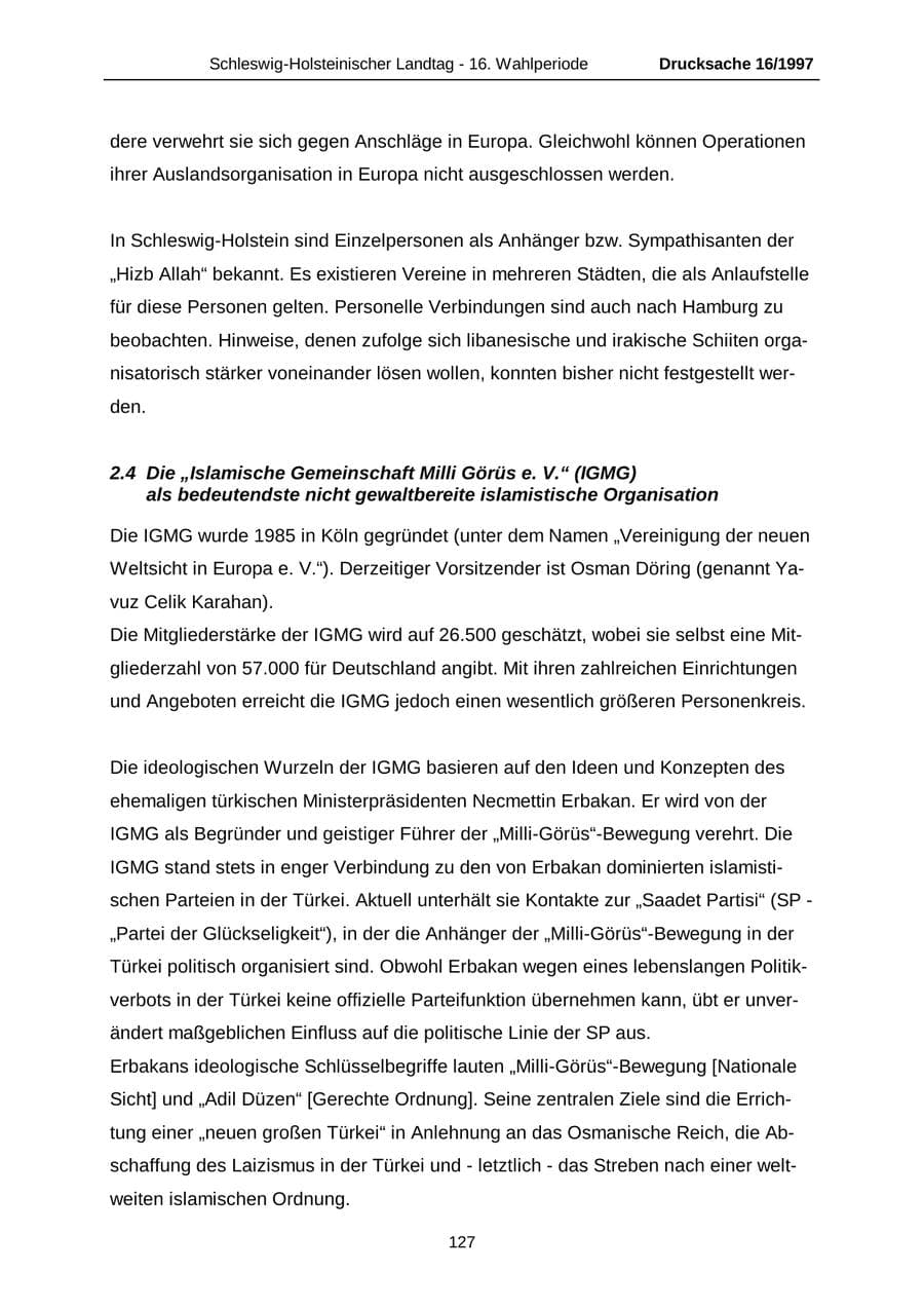 Seite 127 des Verfassungsschutzbericht 2007 Schleswig-Holstein