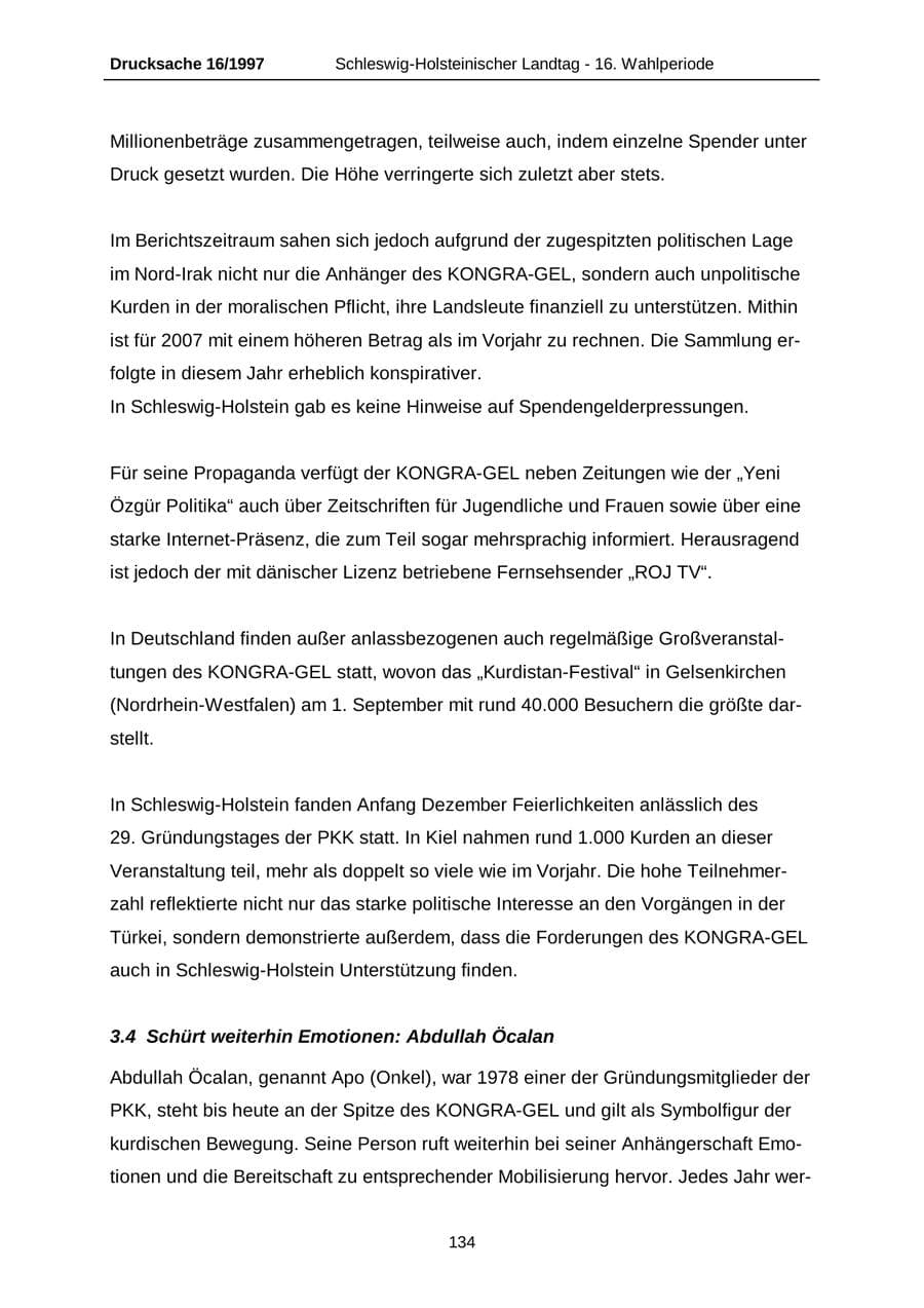 Seite 134 des Verfassungsschutzbericht 2007 Schleswig-Holstein
