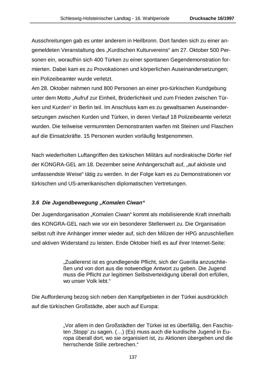 Seite 137 des Verfassungsschutzbericht 2007 Schleswig-Holstein