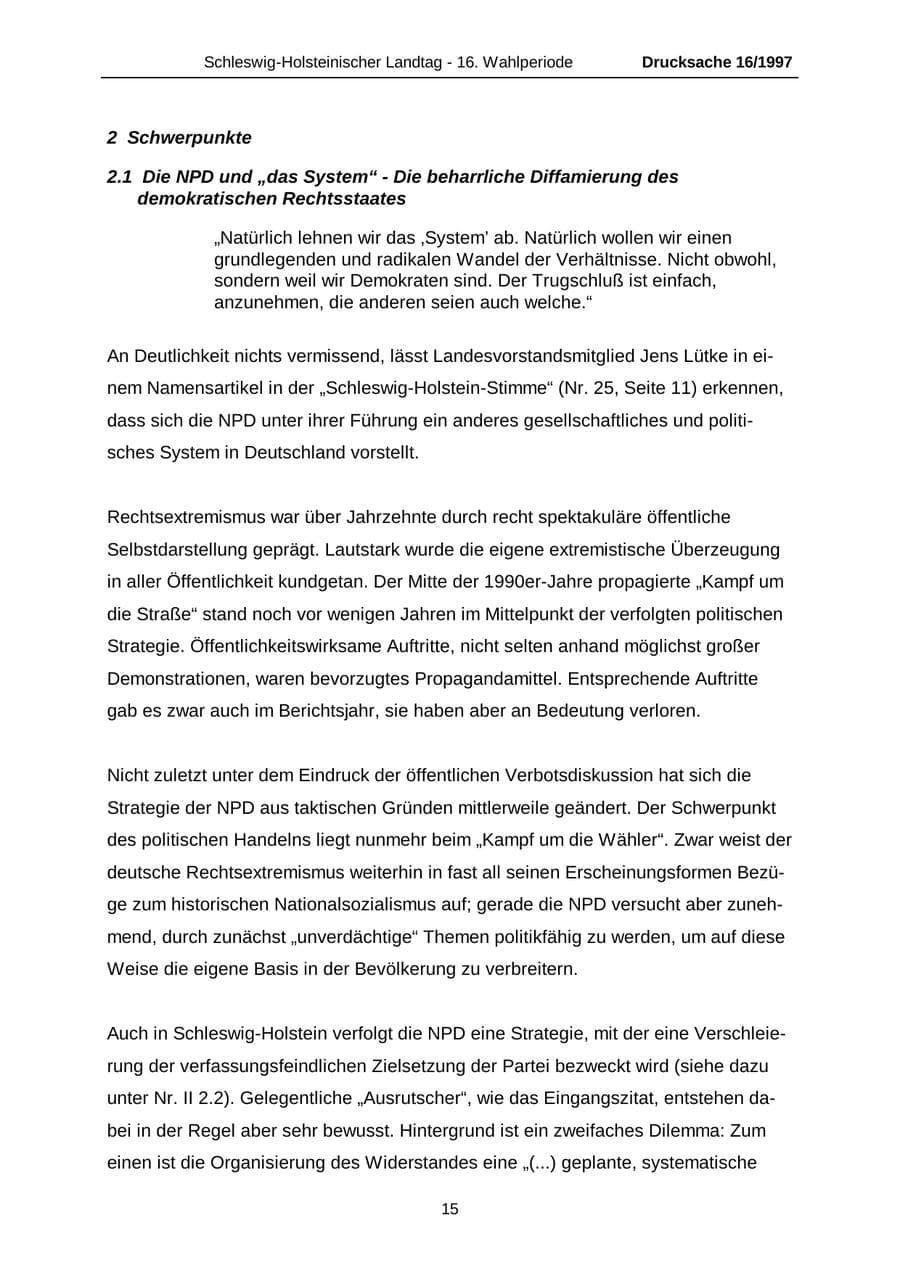 Seite 15 des Verfassungsschutzbericht 2007 Schleswig-Holstein