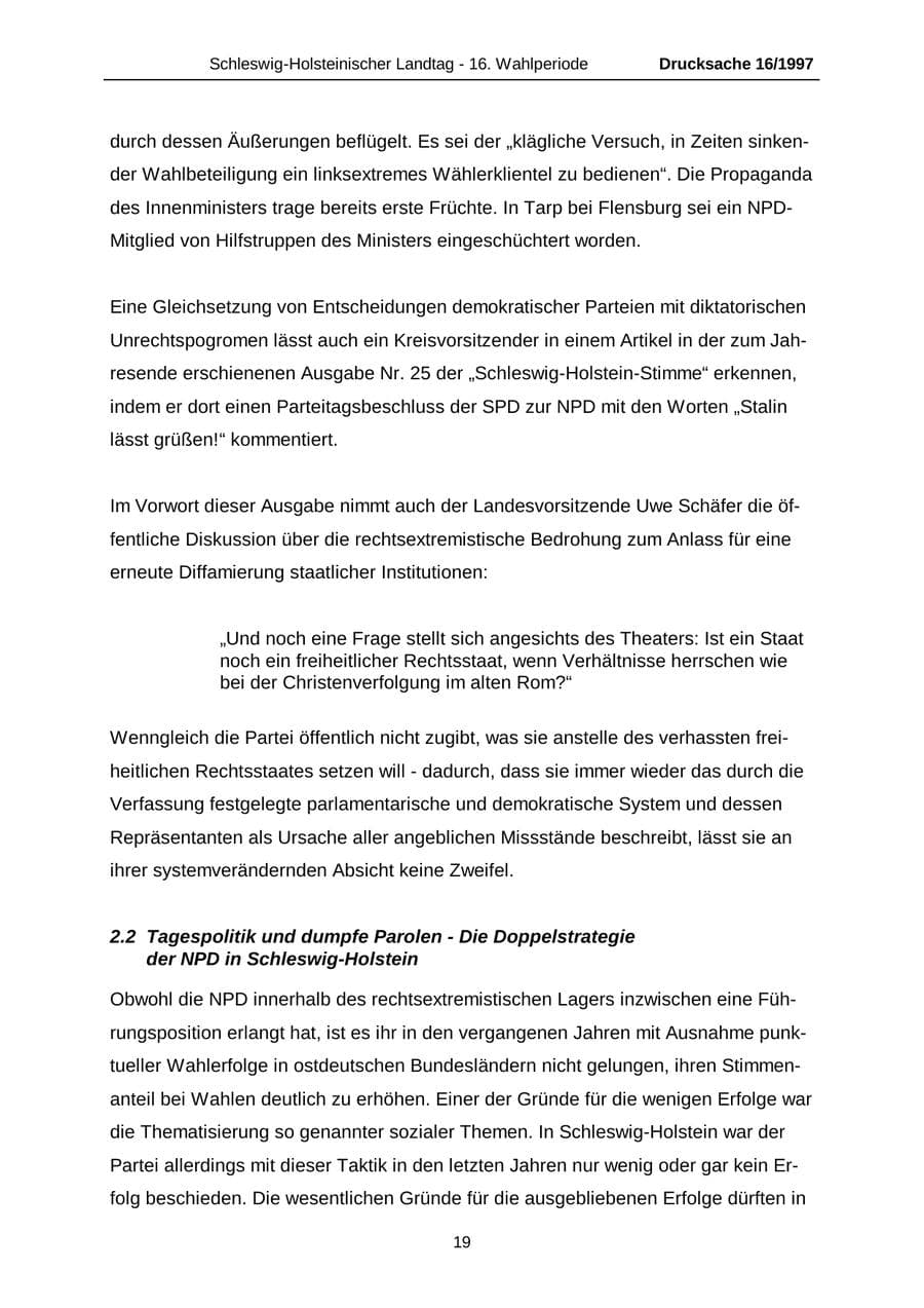 Seite 19 des Verfassungsschutzbericht 2007 Schleswig-Holstein